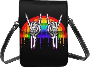 LGBT Pride Rainbow Gay Leather Crossbody Phone Purse for Women Cute Wallet Bags Lightweight Mini Sling Bag