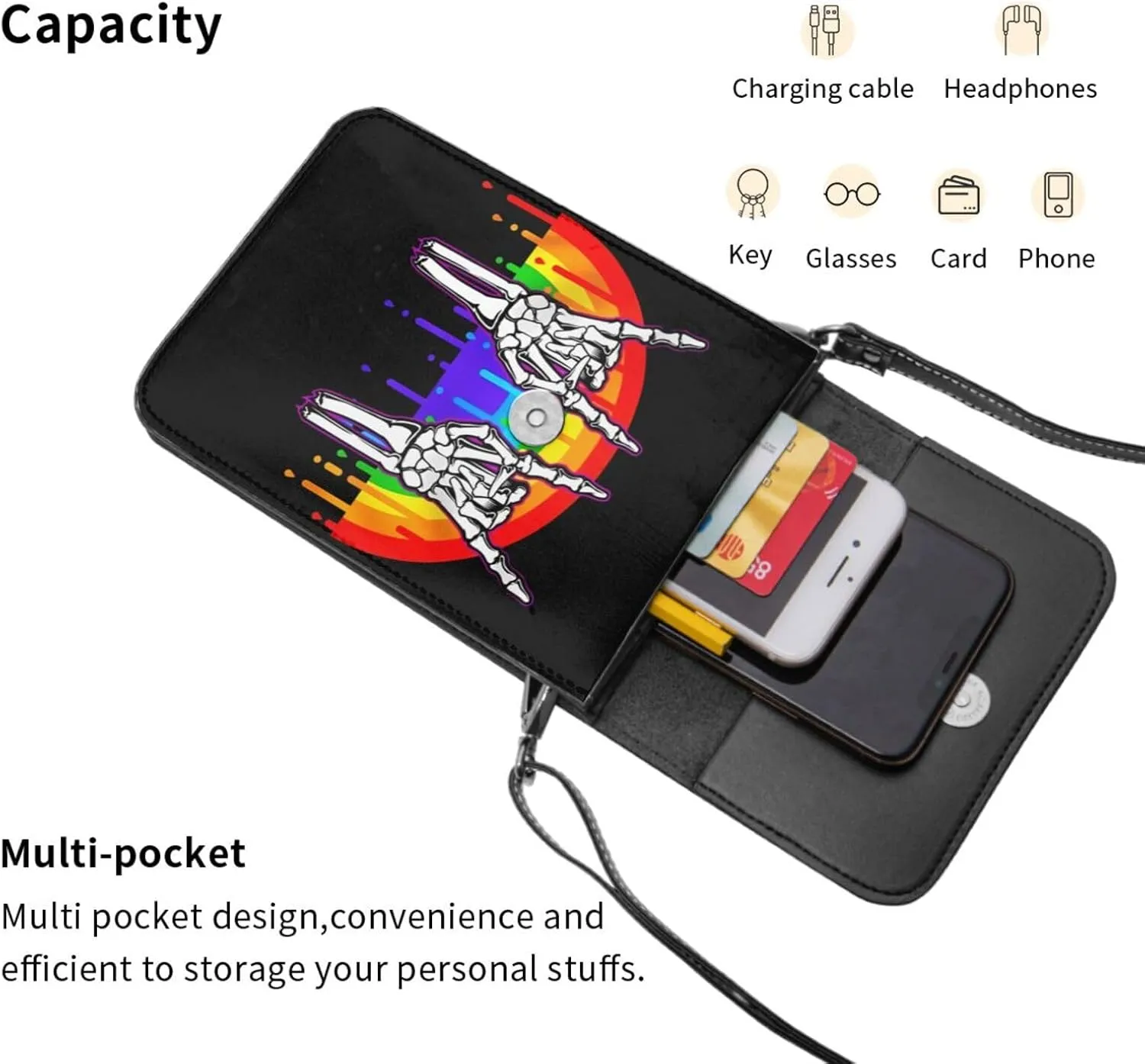 LGBT Pride Rainbow Gay Leather Crossbody Phone Purse for Women Cute Wallet Bags Lightweight Mini Sling Bag