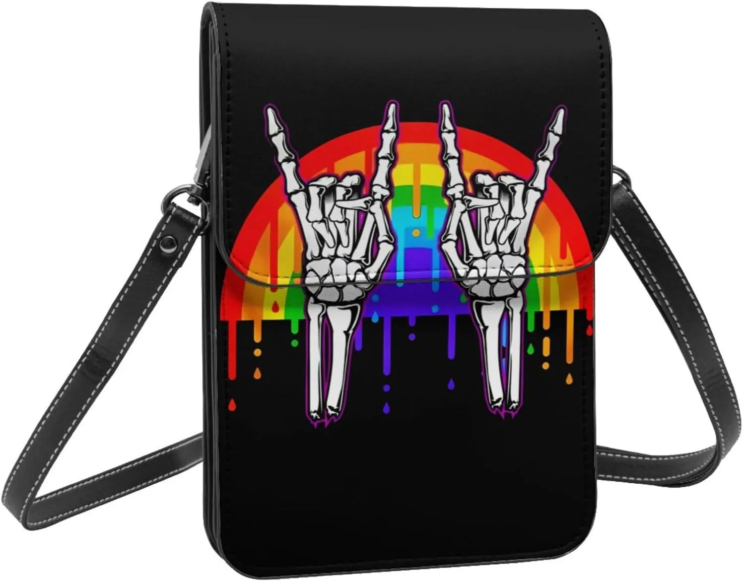 LGBT Pride Rainbow Gay Leather Crossbody Phone Purse for Women Cute Wallet Bags Lightweight Mini Sling Bag