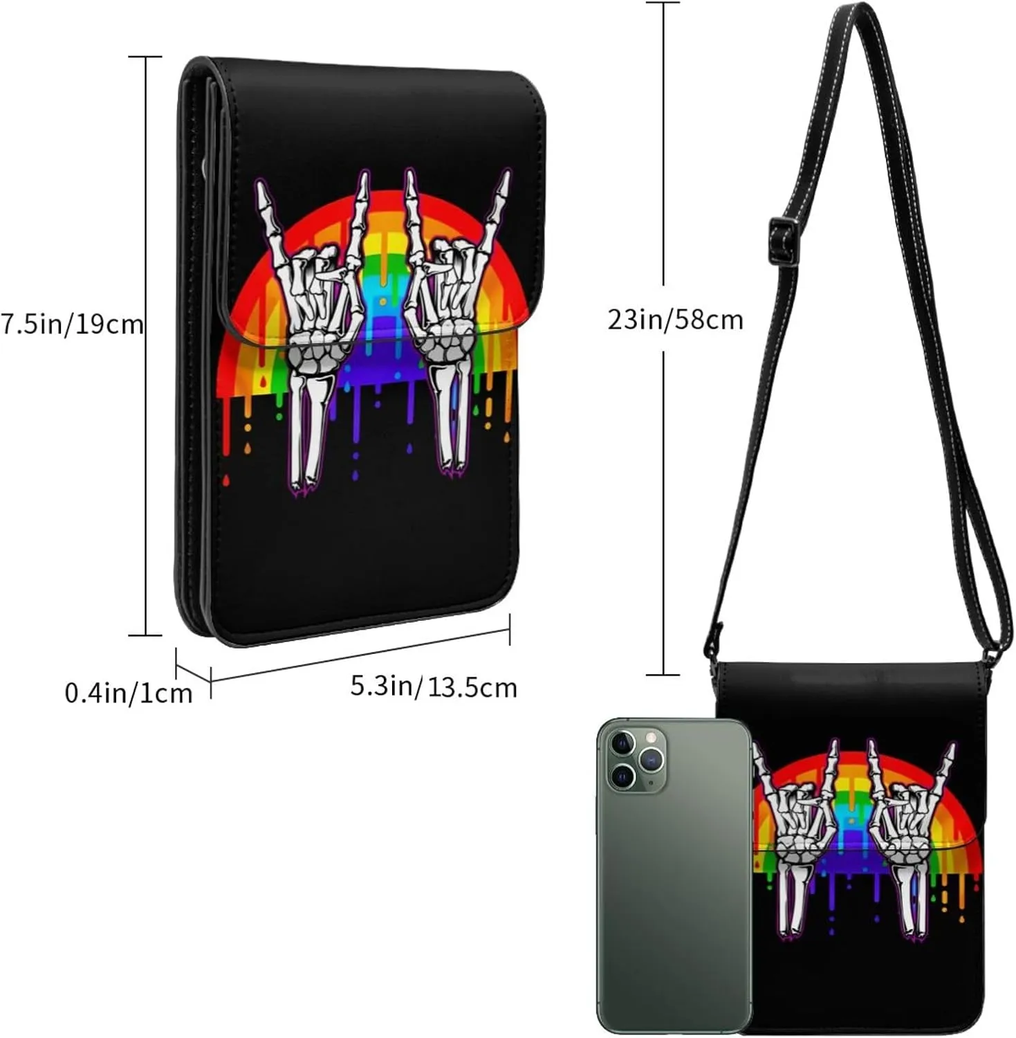 LGBT Pride Rainbow Gay Leather Crossbody Phone Purse for Women Cute Wallet Bags Lightweight Mini Sling Bag