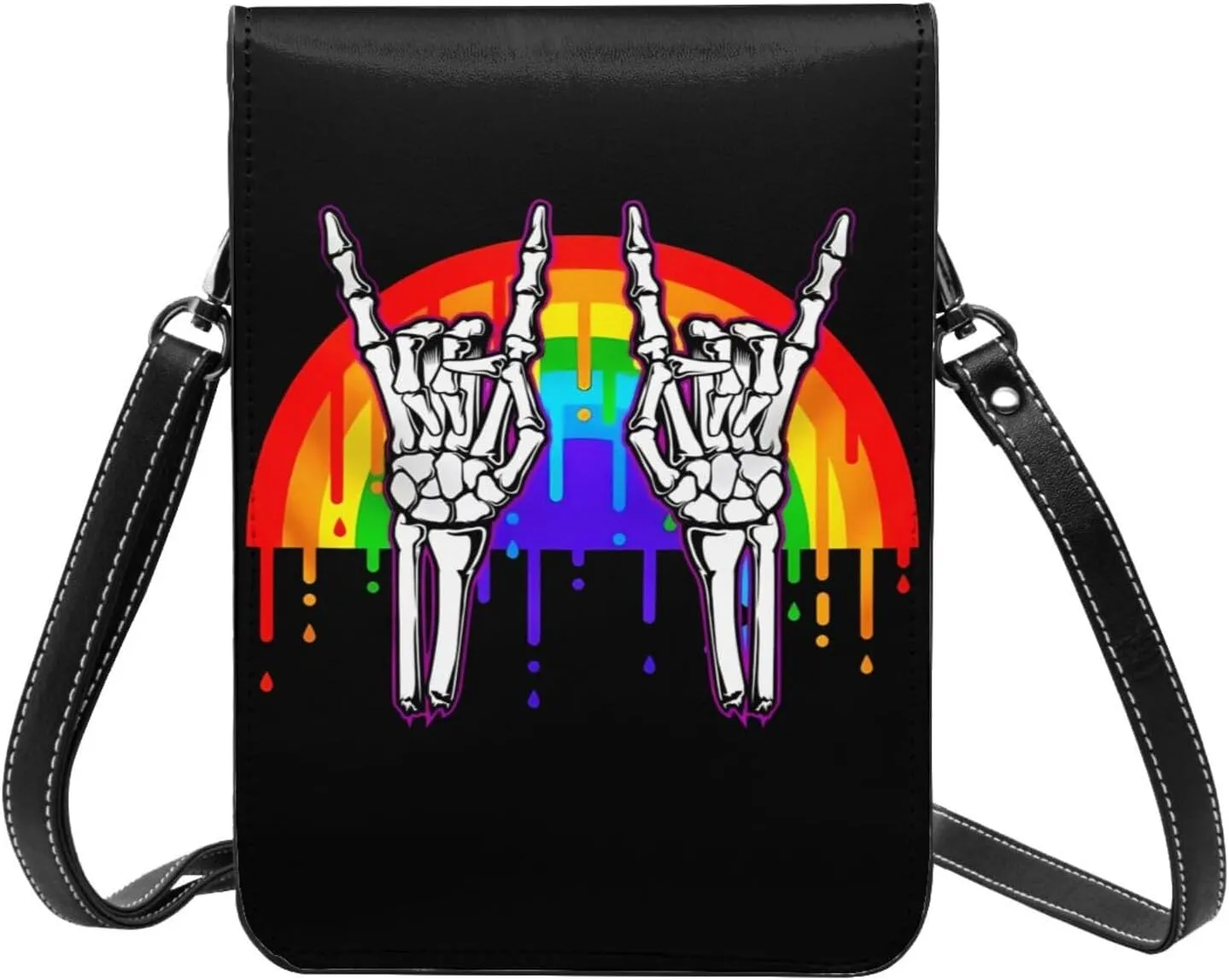 LGBT Pride Rainbow Gay Leather Crossbody Phone Purse for Women Cute Wallet Bags Lightweight Mini Sling Bag
