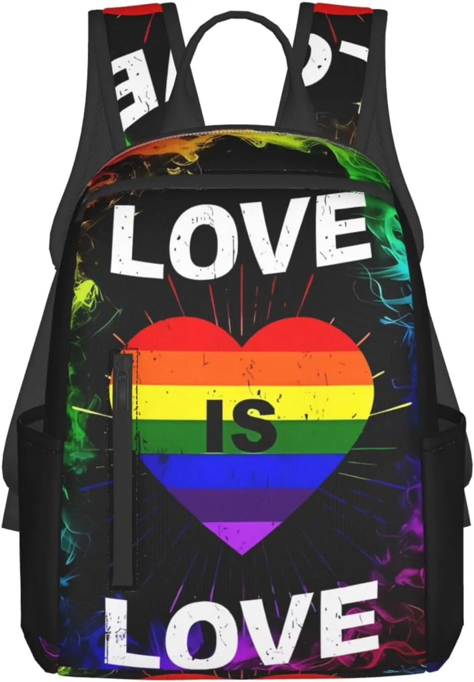 LGBT Pride Rainbow Gay Love is love Heart Travel Laptop Backpack Casual Backpacks Double Shoulder Daypack Notebook Rucksack Work Bags Sports Bag for Hiking Camping Beach
