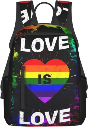 LGBT Pride Rainbow Gay Love is love Heart Travel Laptop Backpack Casual Backpacks Double Shoulder Daypack Notebook Rucksack Work Bags Sports Bag for Hiking Camping Beach