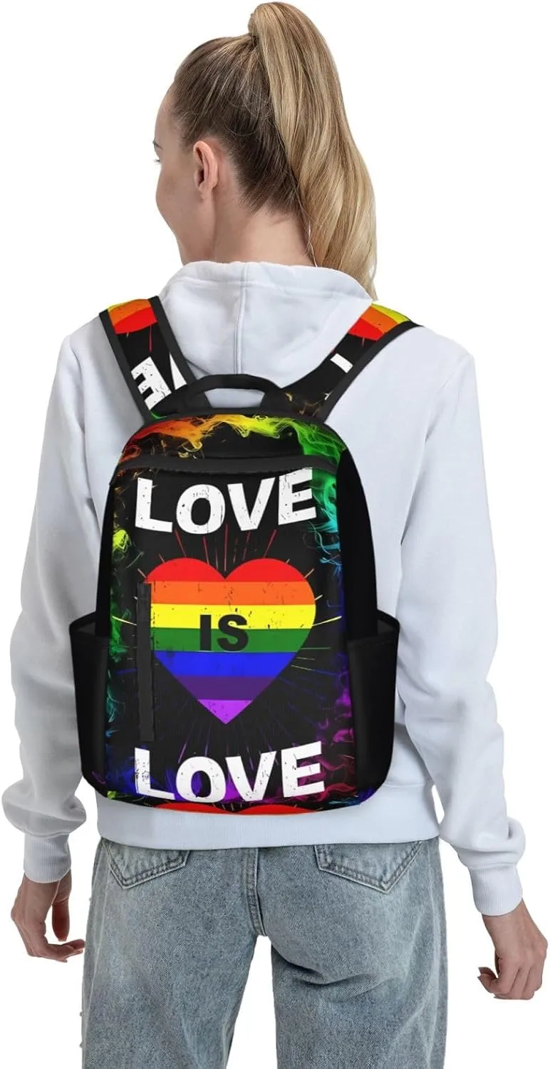 LGBT Pride Rainbow Gay Love is love Heart Travel Laptop Backpack Casual Backpacks Double Shoulder Daypack Notebook Rucksack Work Bags Sports Bag for Hiking Camping Beach