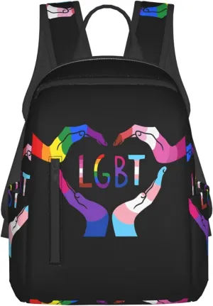 LGBT Rainbow Gay Pride Heart Gesture Travel Laptop Backpack Casual Backpacks Double Shoulder Daypack Notebook Rucksack Work Bags Sports Bag for Hiking Camping Beach