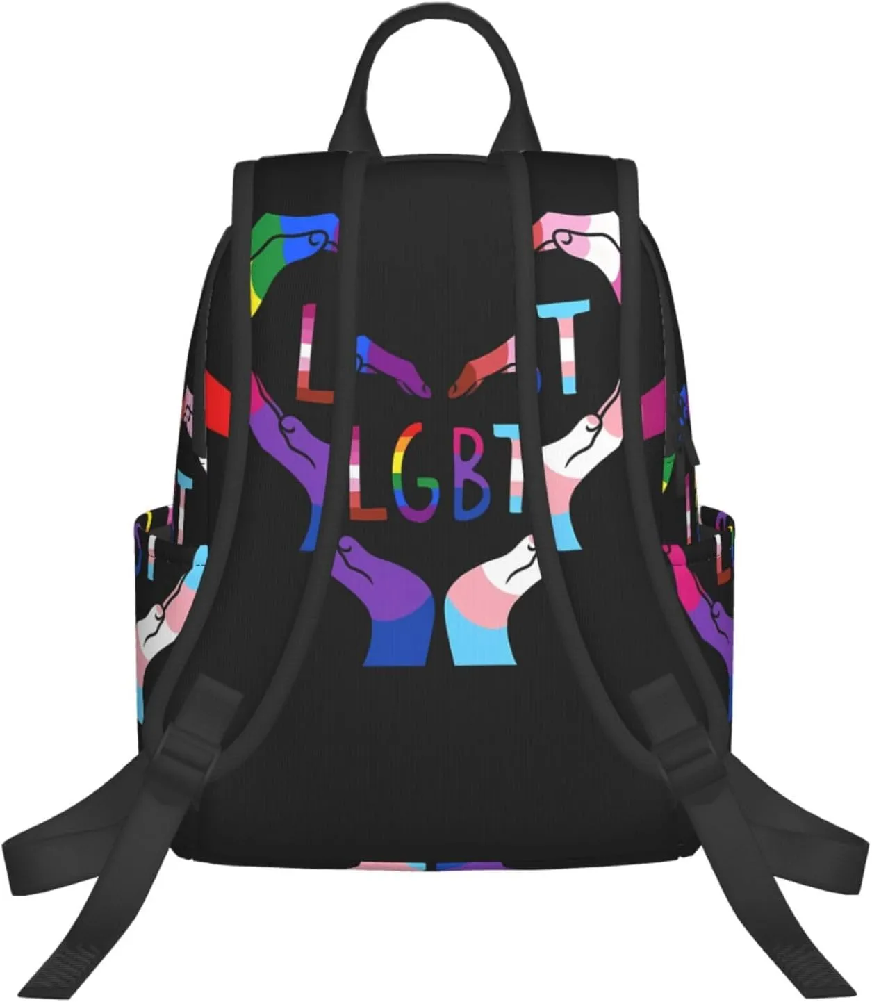 LGBT Rainbow Gay Pride Heart Gesture Travel Laptop Backpack Casual Backpacks Double Shoulder Daypack Notebook Rucksack Work Bags Sports Bag for Hiking Camping Beach