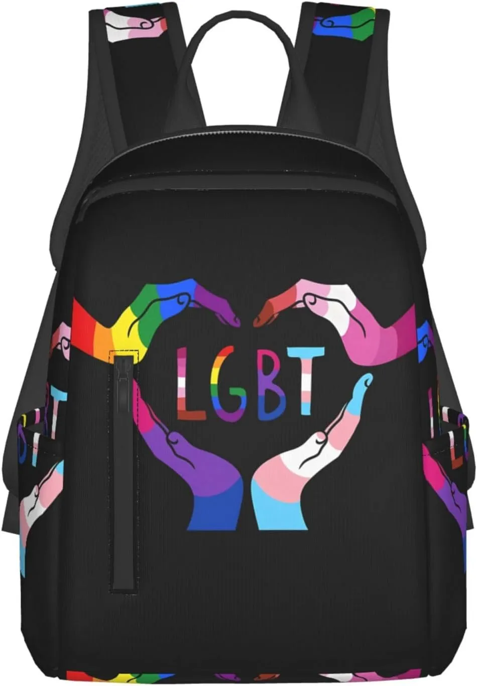 LGBT Rainbow Gay Pride Heart Gesture Travel Laptop Backpack Casual Backpacks Double Shoulder Daypack Notebook Rucksack Work Bags Sports Bag for Hiking Camping Beach