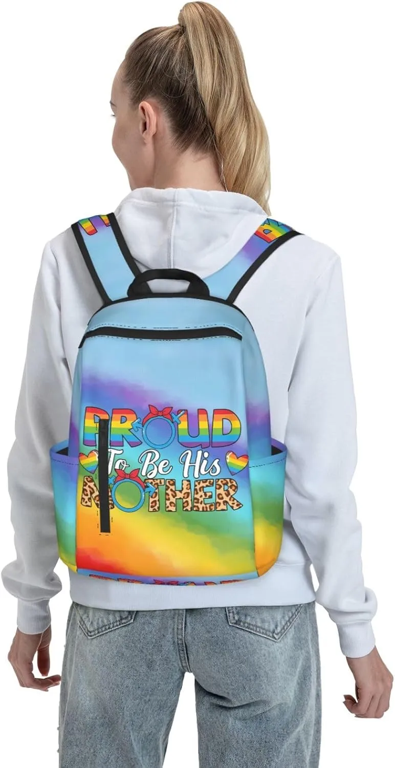 LGBT Rainbow Gay Pride Proud To Be His Mother Travel Laptop Backpack Casual Backpacks Double Shoulder Daypack Notebook Rucksack Work Bags Sports Bag for Gym Hiking Camping Beach