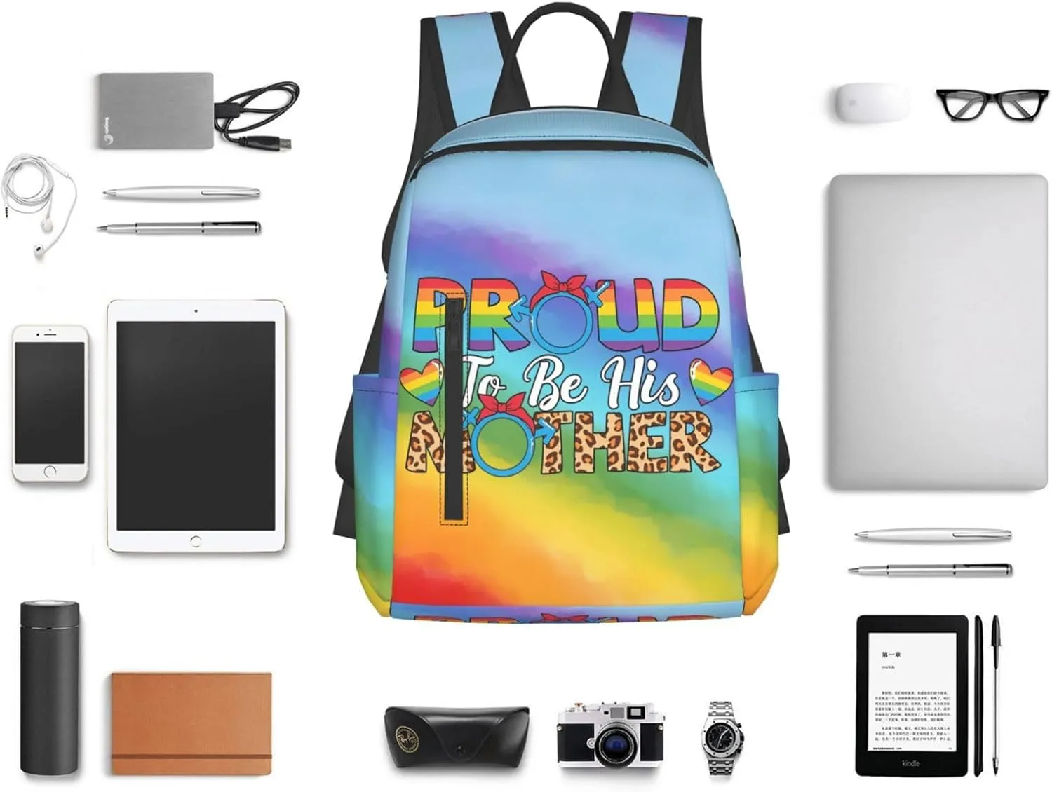 LGBT Rainbow Gay Pride Proud To Be His Mother Travel Laptop Backpack Casual Backpacks Double Shoulder Daypack Notebook Rucksack Work Bags Sports Bag for Gym Hiking Camping Beach
