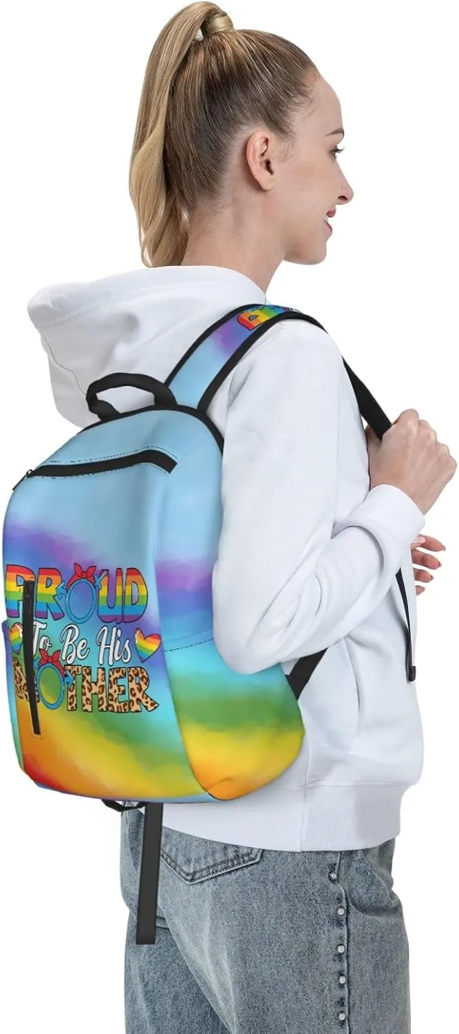 LGBT Rainbow Gay Pride Proud To Be His Mother Travel Laptop Backpack Casual Backpacks Double Shoulder Daypack Notebook Rucksack Work Bags Sports Bag for Gym Hiking Camping Beach
