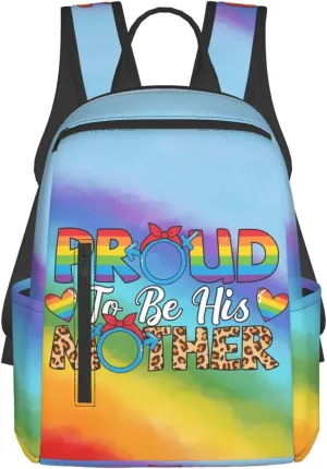 LGBT Rainbow Gay Pride Proud To Be His Mother Travel Laptop Backpack Casual Backpacks Double Shoulder Daypack Notebook Rucksack Work Bags Sports Bag for Gym Hiking Camping Beach