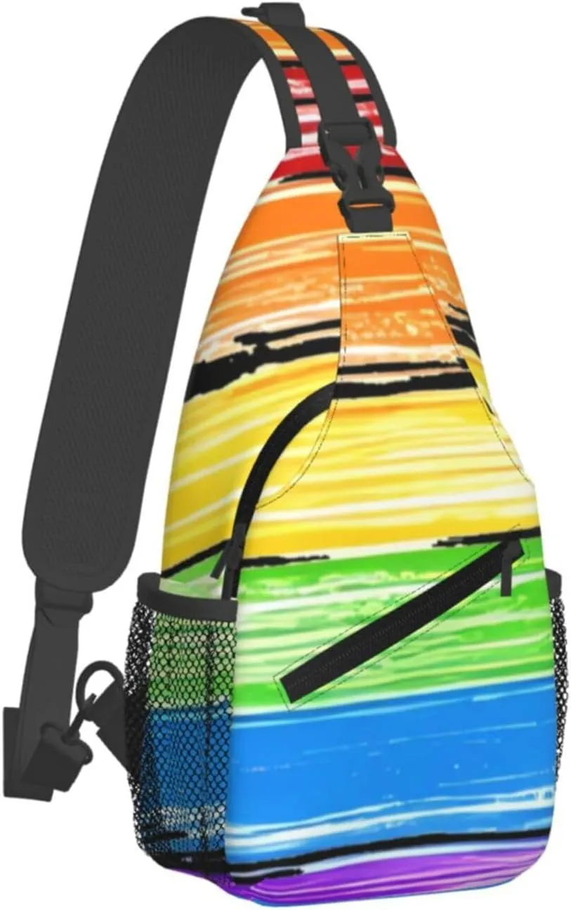 LGBT Rainbow Sling Bag Casual Chest Bags Adjustable Crossbody Bag Shoulder Backpack For Travel Hiking