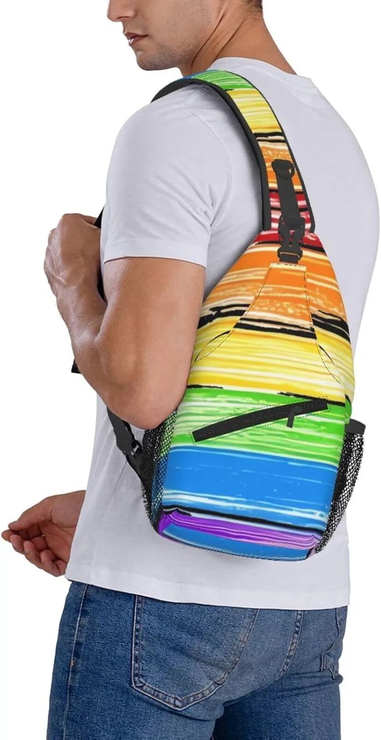 LGBT Rainbow Sling Bag Casual Chest Bags Adjustable Crossbody Bag Shoulder Backpack For Travel Hiking