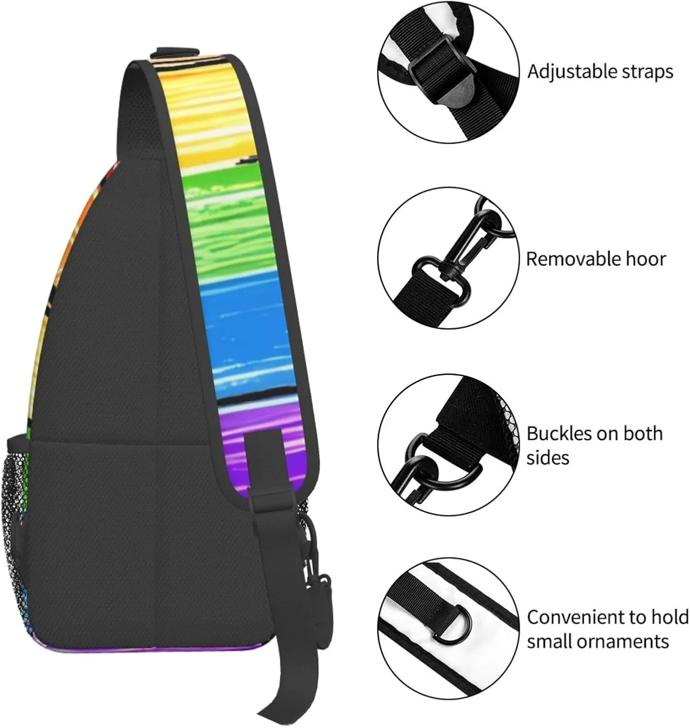 LGBT Rainbow Sling Bag Casual Chest Bags Adjustable Crossbody Bag Shoulder Backpack For Travel Hiking