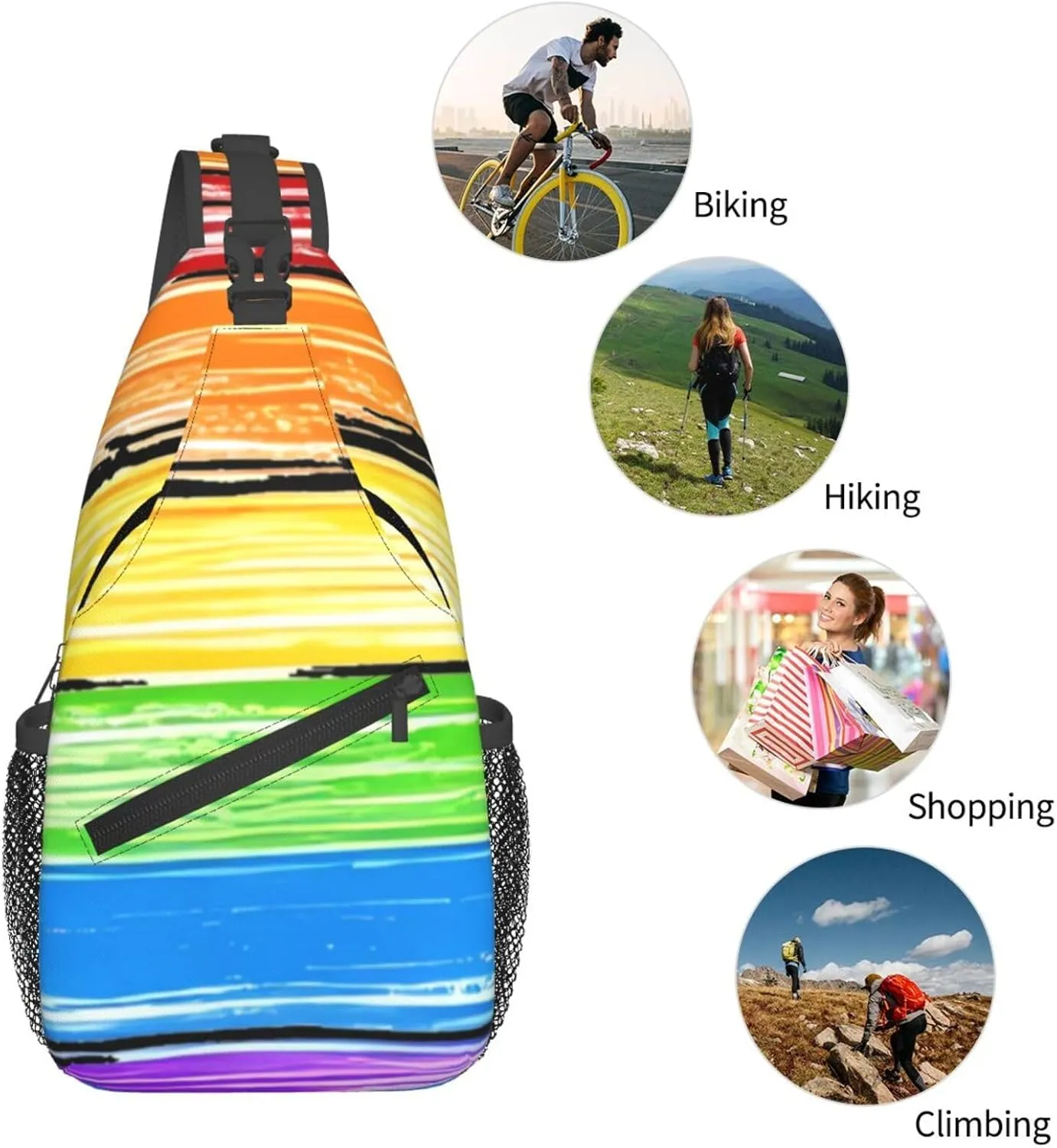 LGBT Rainbow Sling Bag Casual Chest Bags Adjustable Crossbody Bag Shoulder Backpack For Travel Hiking