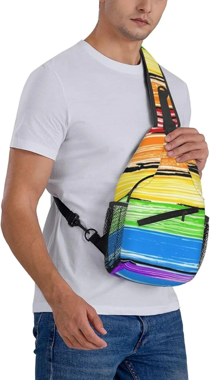 LGBT Rainbow Sling Bag Casual Chest Bags Adjustable Crossbody Bag Shoulder Backpack For Travel Hiking