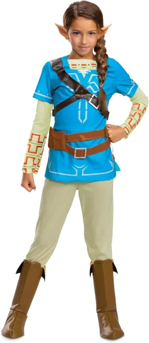 Link Breath Of The Wild Deluxe Costume, Blue, Medium (7-8)