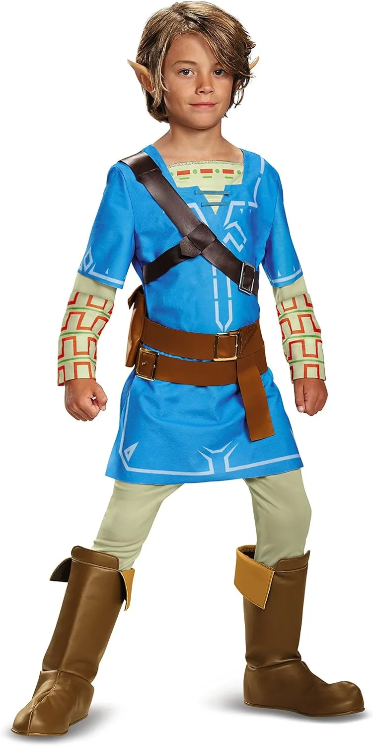 Link Breath Of The Wild Deluxe Costume, Blue, Medium (7-8)