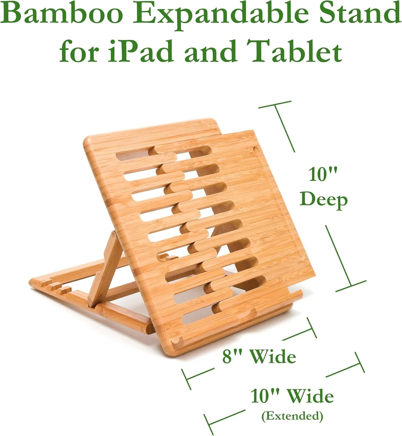 Lipper International 1887 Bamboo Wood Expandable Stand for iPad, Samsung, Nexus, Nintendo Switch, and Other Tablets