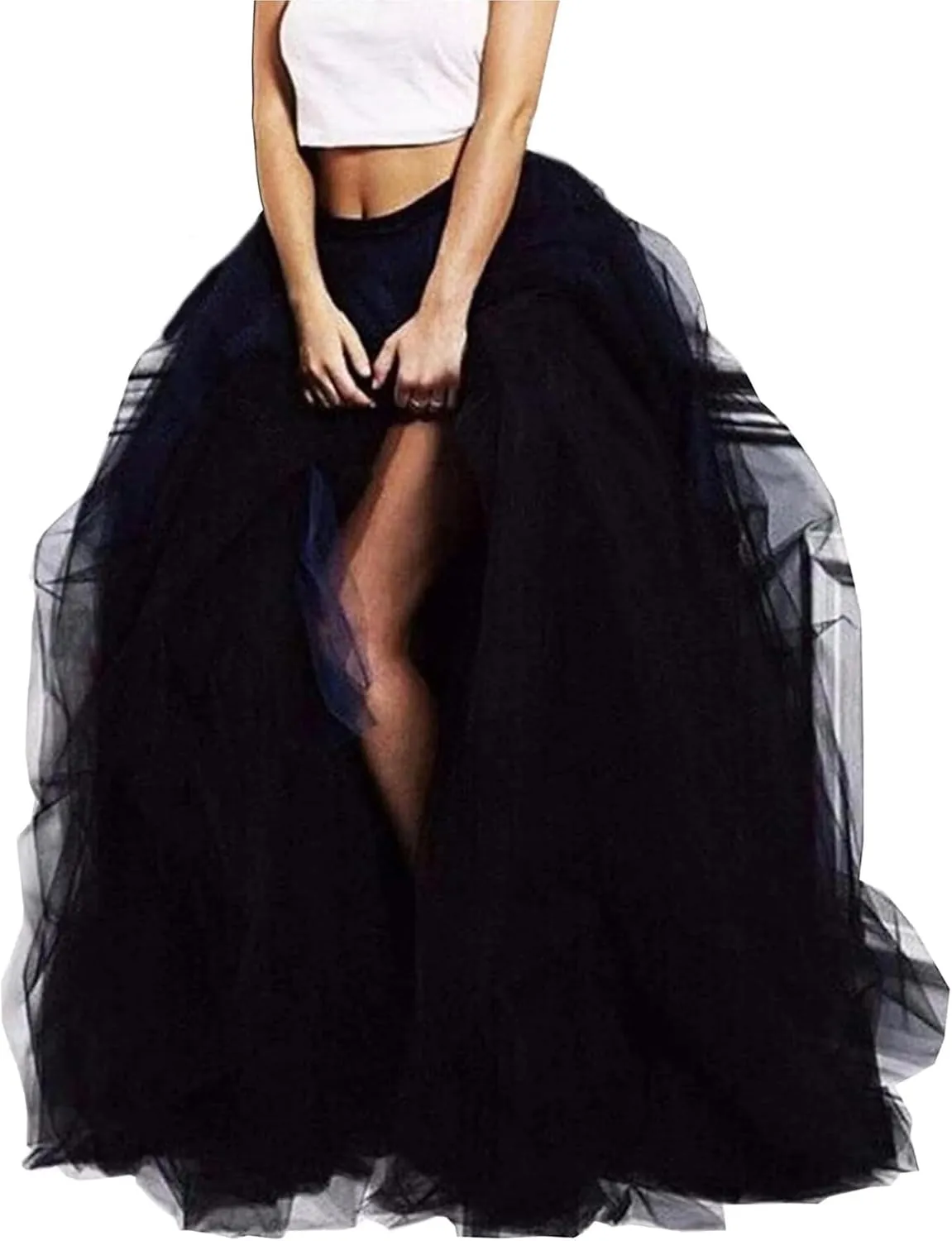 Lisong Women Maxi Tulle Floor Length Layered High Waist Spectial Occasion Skirt