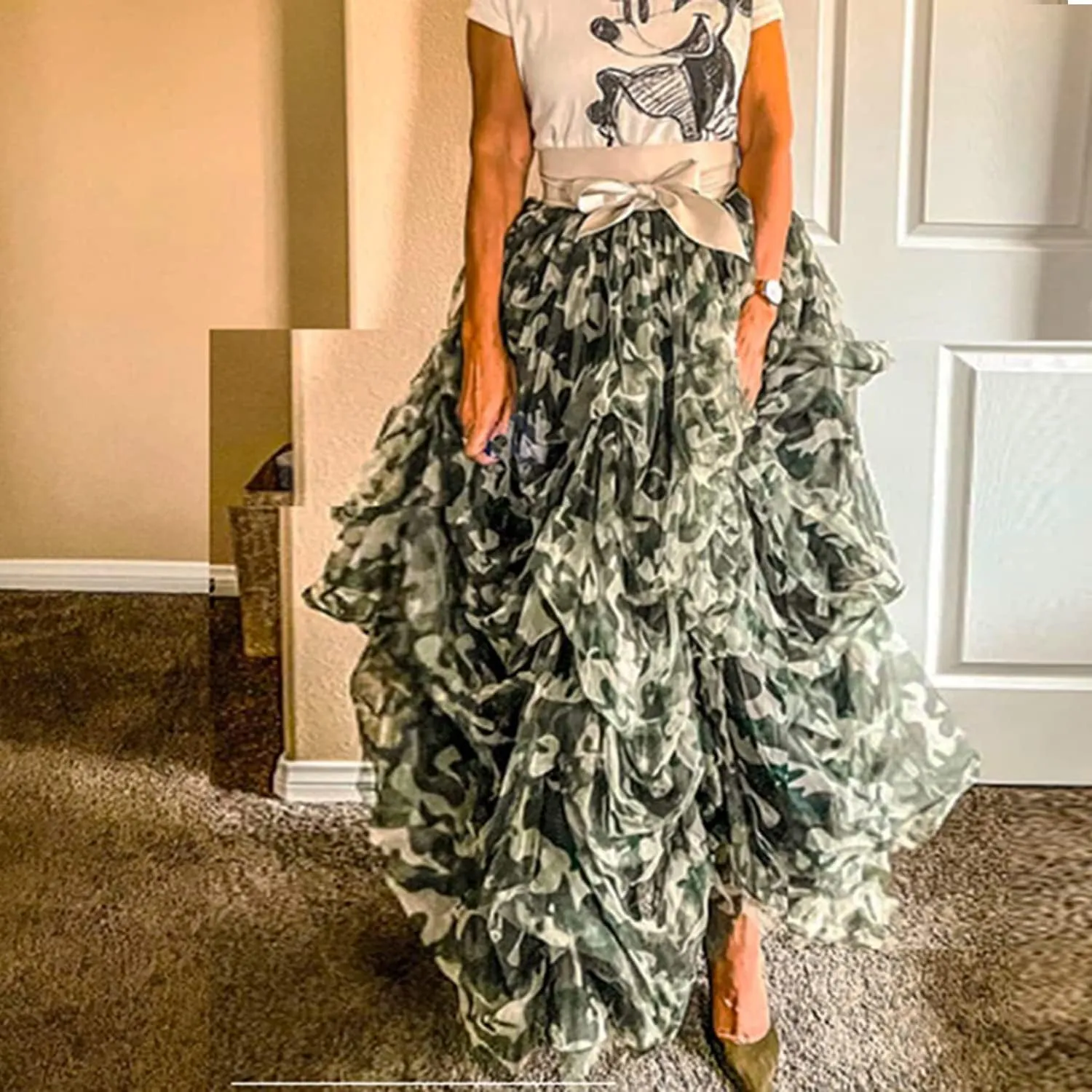 Lisong Women Maxi Tulle Floor Length Layered High Waist Spectial Occasion Skirt