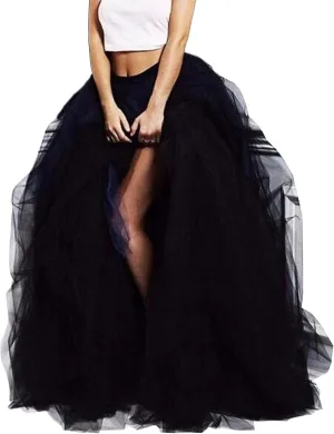 Lisong Women Maxi Tulle Floor Length Layered High Waist Spectial Occasion Skirt