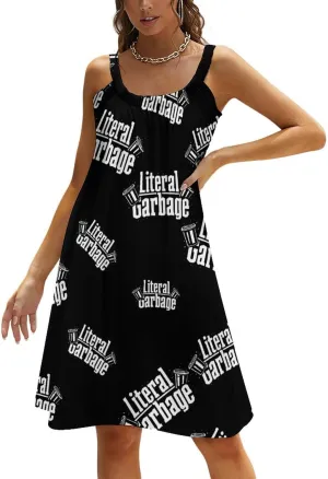 Literal Garbage Spaghetti Strap Dresses for Women Sleeveless Plus Size Loose Midi Beach Vacation Dress
