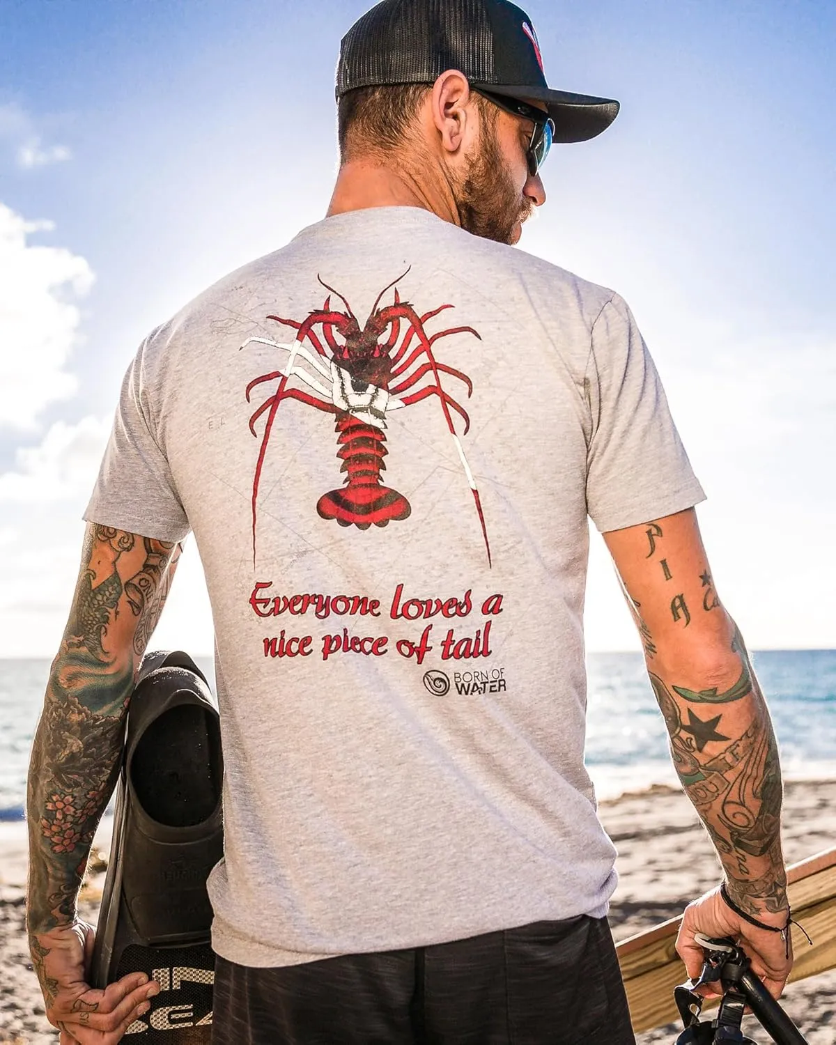 Lobster Scuba Diving T-Shirt: Mens Short Sleeve for Fishing, Spearfishing, Boating, and Beach
