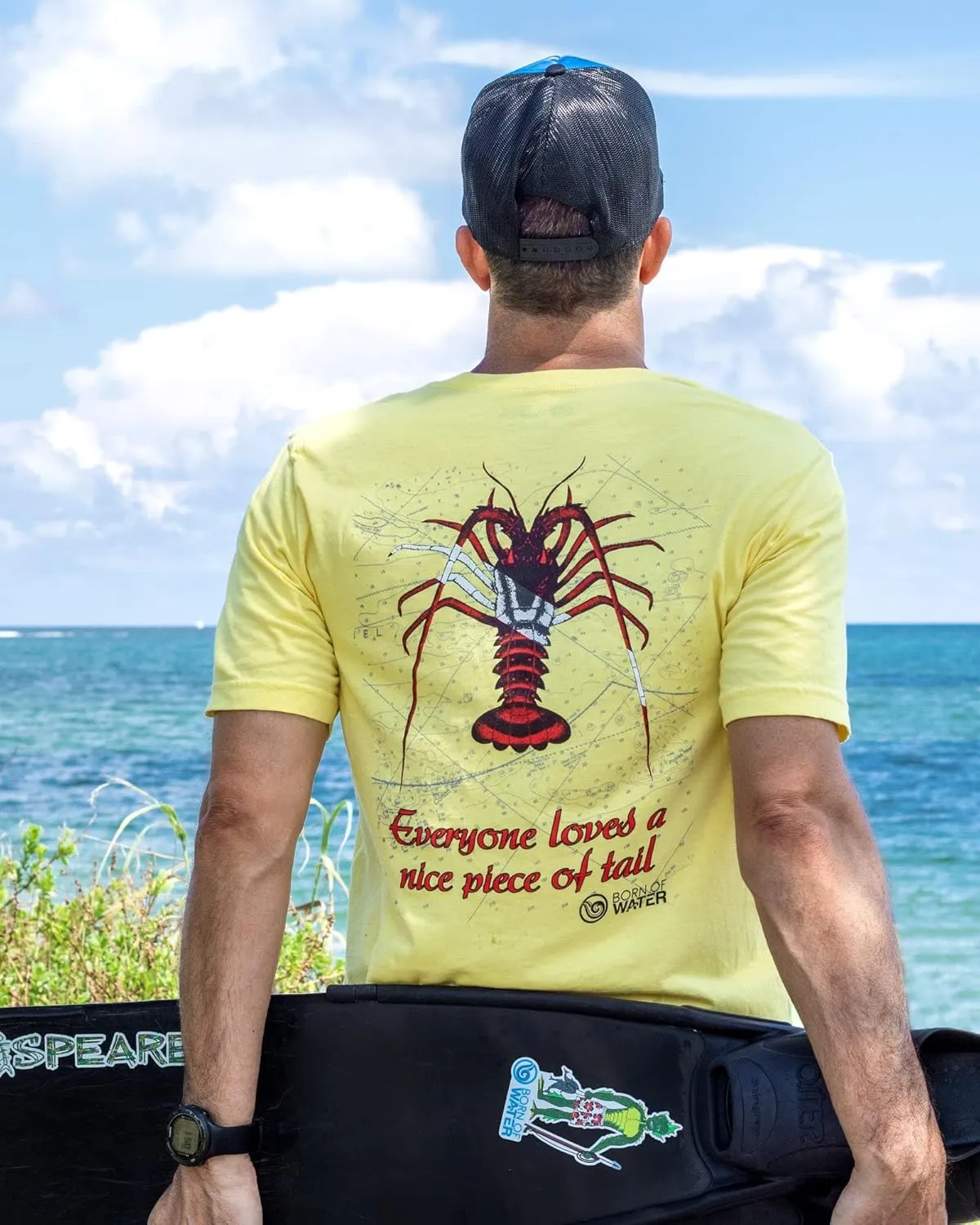 Lobster Scuba Diving T-Shirt: Mens Short Sleeve for Fishing, Spearfishing, Boating, and Beach