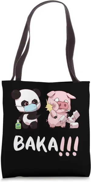 Lockdown! Baka! Idiot! Cute Panda teaching greedy pigs Tote Bag