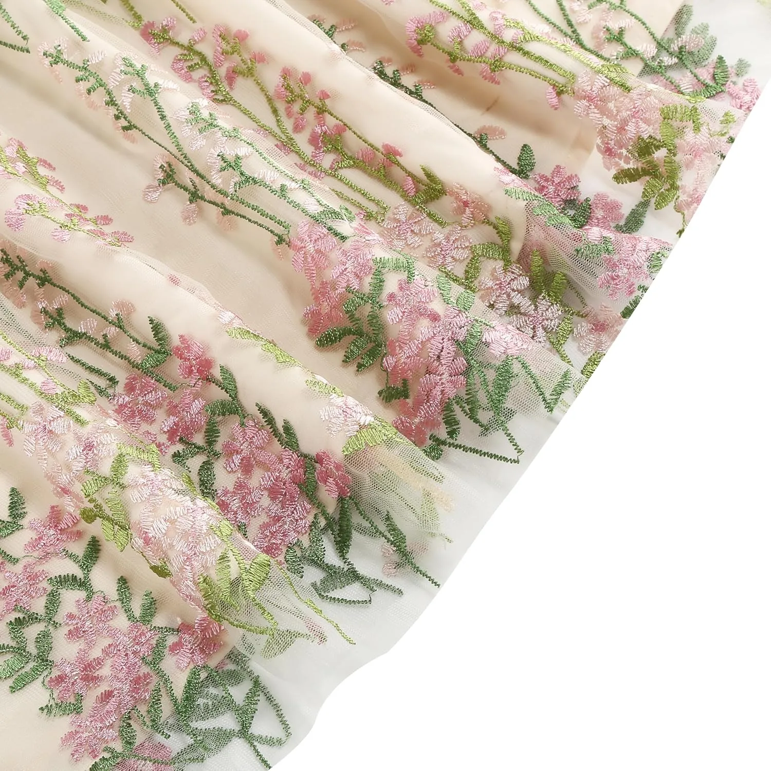 Long Floral Embroidery Dress for Women Flower Embroidered Maxi Dress Spaghetti Straps Formal Evening Party Tulle Prom Dress