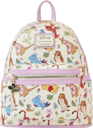 Loungefly Disney Mini Backpack Winnie the Pooh Eeyore Friends AOP Shoulder Bag