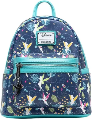 Loungefly Women's Disney Teal Tinkerbell Glow in the Dark Allover Print Backpack