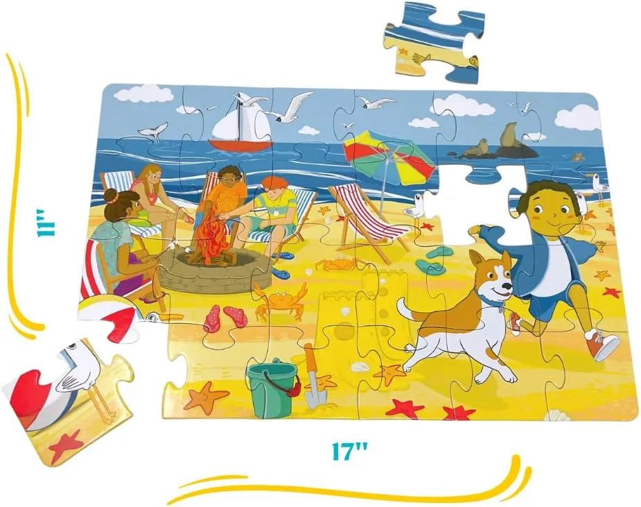 Low Tide at Ocean Beach - 24 Piece Beginner Puzzle, Ages 3 and up (Multicultural)