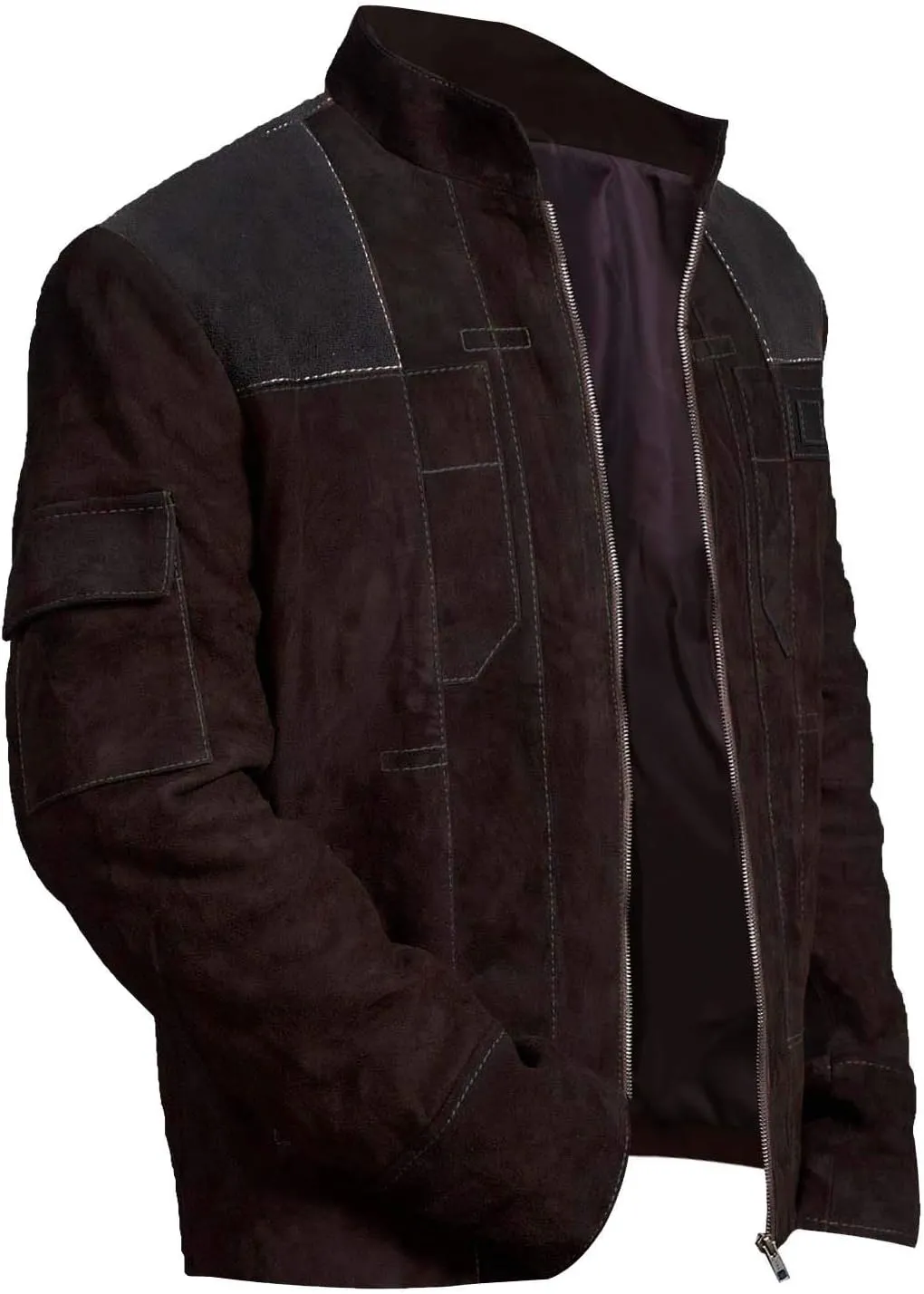 LP-FACON Mens Space Solitary Cosplay Costume Leather Jacket Collection Brown/Black