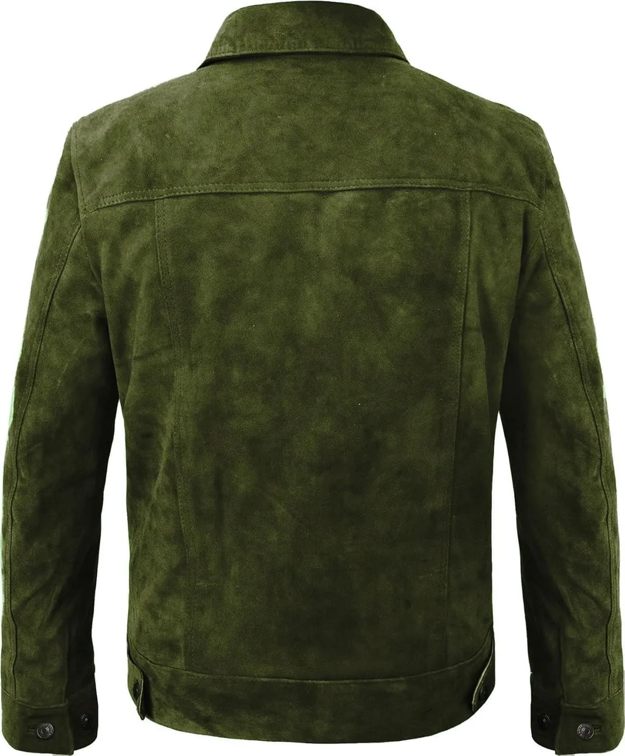LP-FACON Mens Trucker Suede Leather Jacket - Western Style Cowboy Leather Jacket Brown/Black