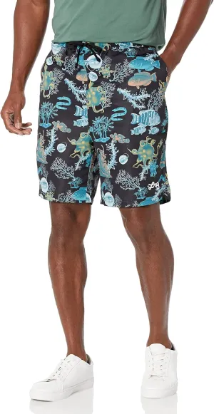 LRG Men's Logo Casual Drawstring Waist Shorts with Pockets, Underwater Black, X-Large