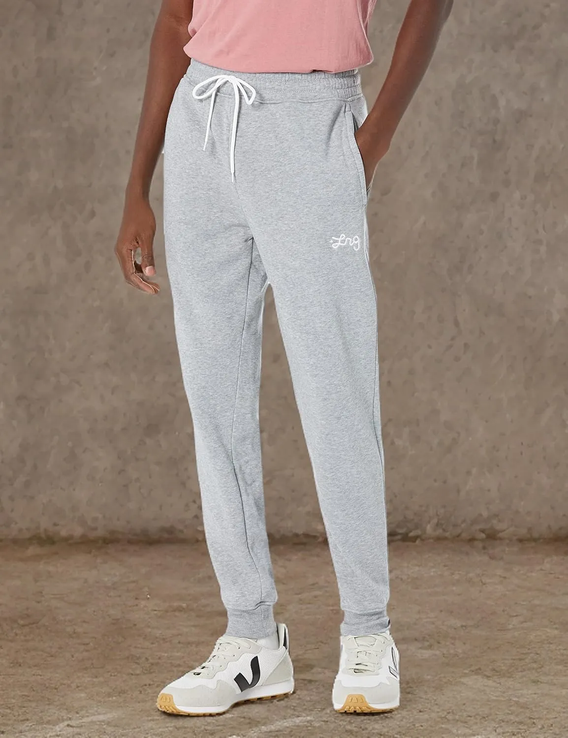 LRG Men's Script Logo Drawstring Waist Active Jogger Sweatpants with Pockets