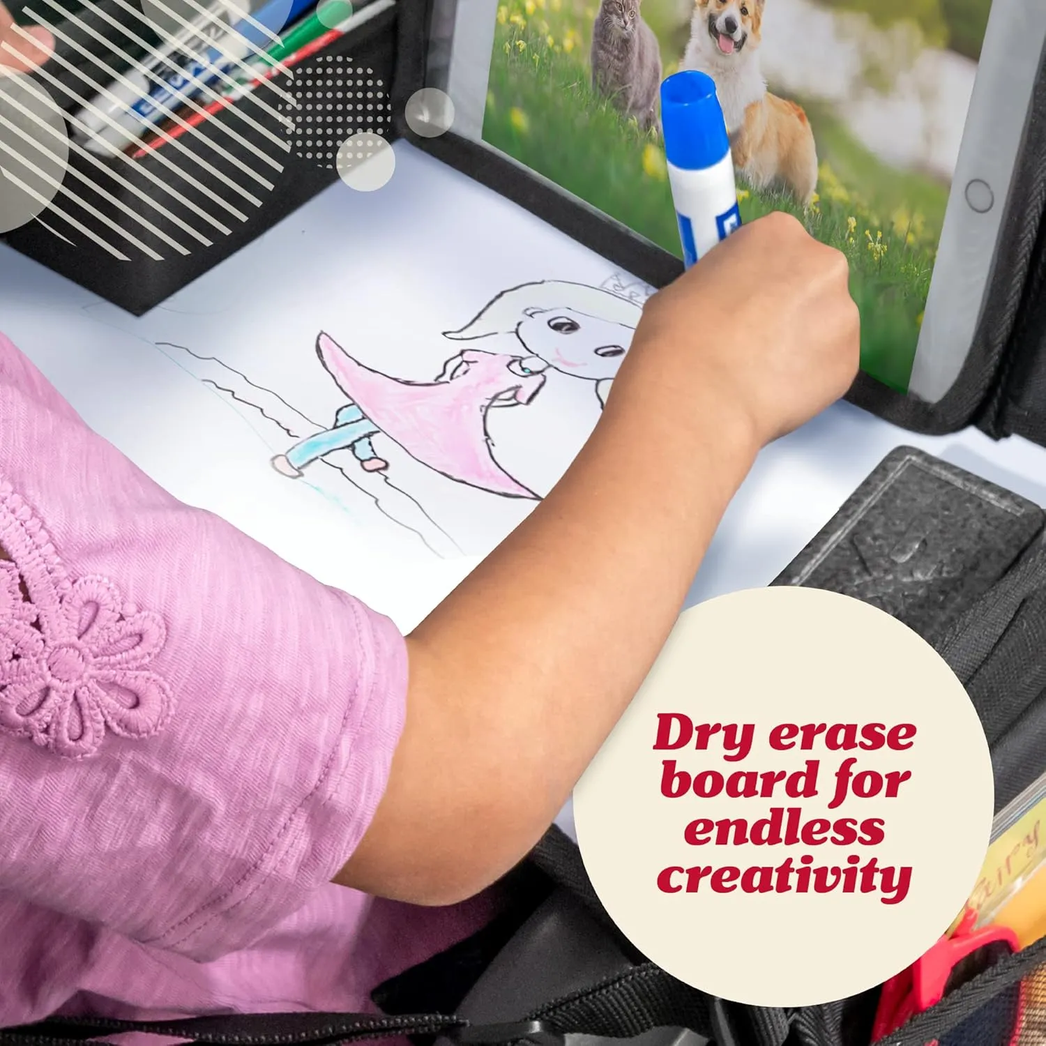 Lusso Gear Lap Tray for Toddler and kids, Table Tray for Travel, Car Seat, Airplane, Desk Essential Accessories and Road Trip Activities (Gray)