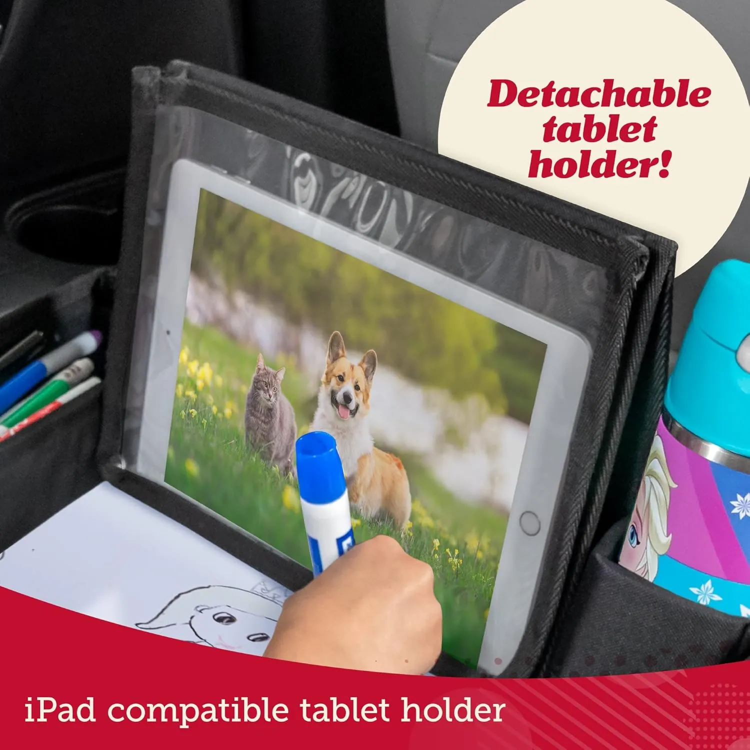 Lusso Gear Lap Tray for Toddler and kids, Table Tray for Travel, Car Seat, Airplane, Desk Essential Accessories and Road Trip Activities (Gray)