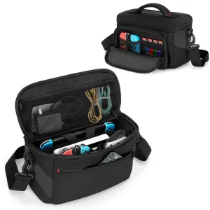 LUXJA Carrying Case Compatible with Nintendo Switch / Steam Deck / PlayStation Portal, Multiple Pockets Shoulder Bag for Console Dock, Joy-Cons, Game Cards and More Accessories, Black