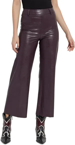 Lysse High-Waist Vegan Leather Wide Leg Crop Pants Lava XL 28
