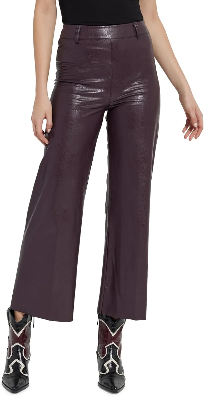 Lysse High-Waist Vegan Leather Wide Leg Crop Pants Lava XL 28