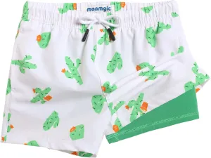 maamgic Boys Swim Trunks with Compression Liner 4-Way Stretch Quick Dry Bathing Suit Toddler Beach Shorts