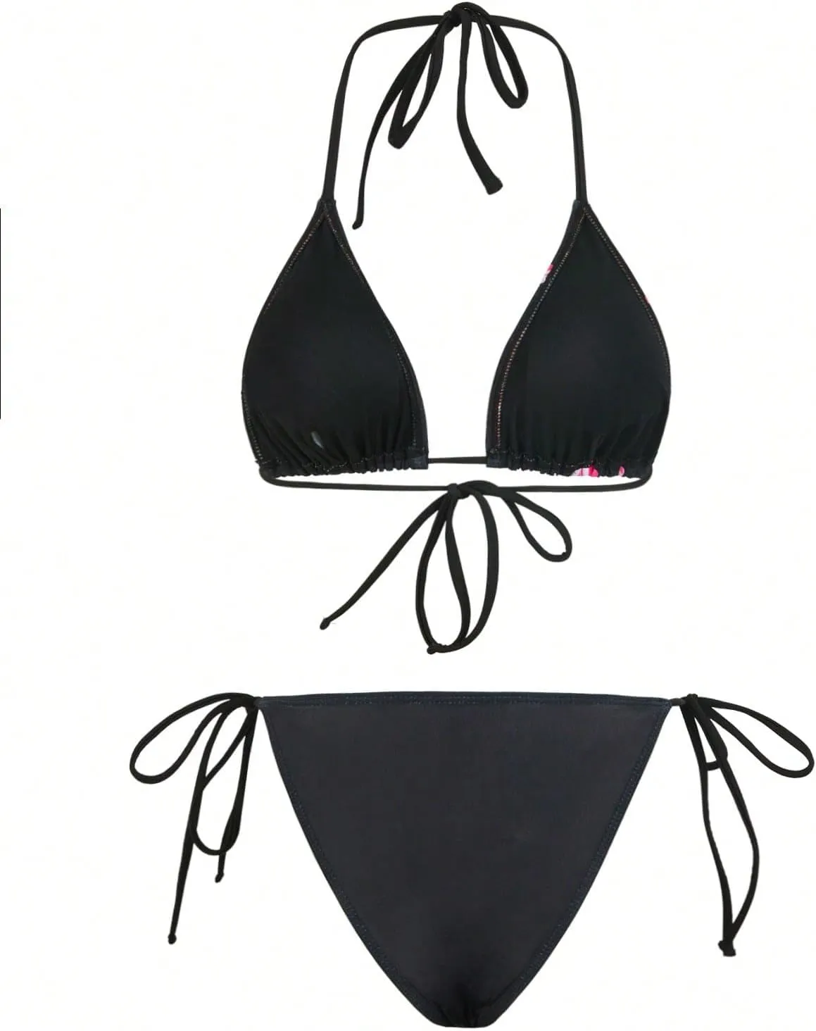 MakeMeChic Women's Halter Triangle Bikini Sets Floral 3 Piece Swimsuit Bathing Suit Cover Up Long Skirt