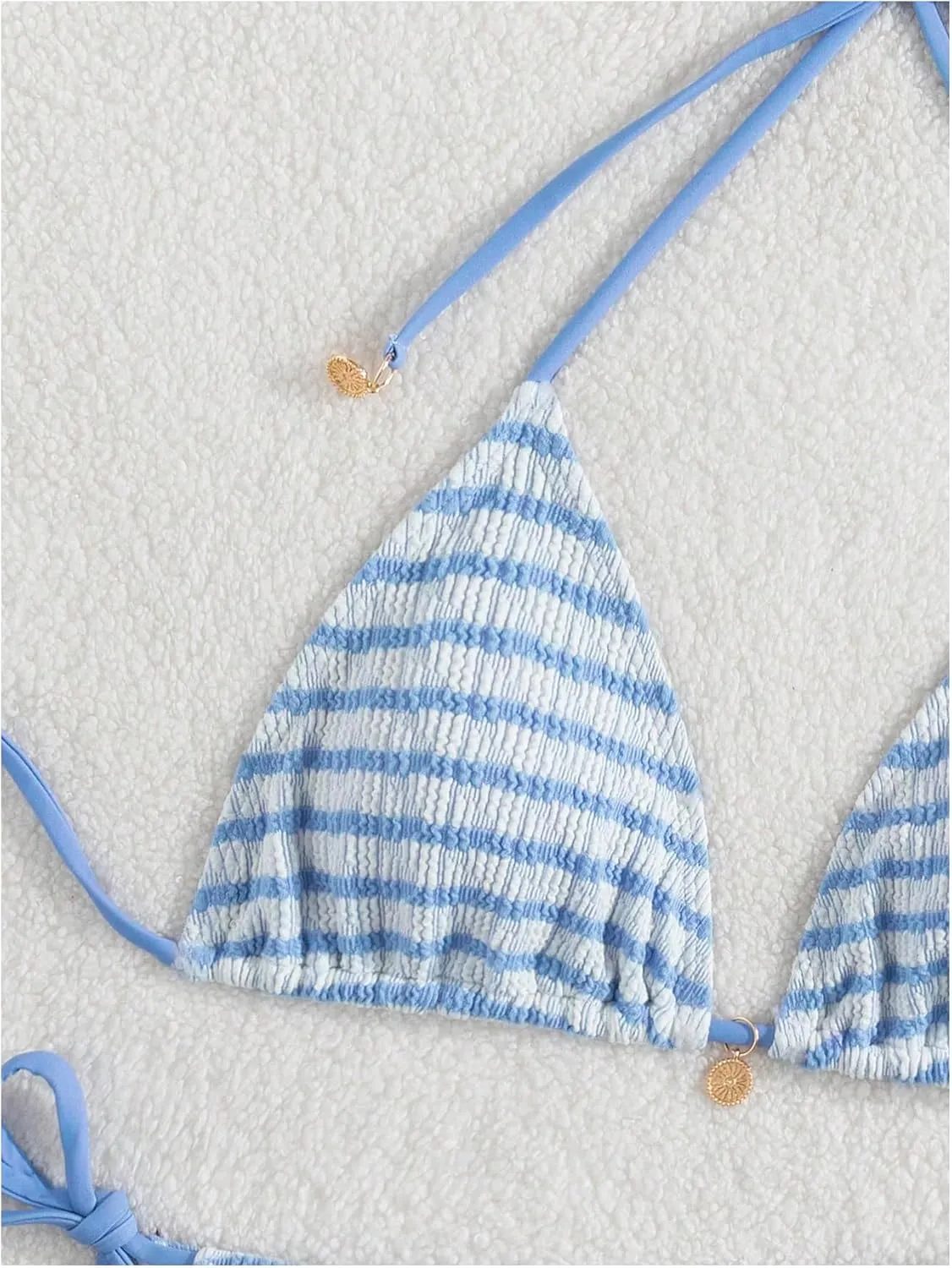 MakeMeChic Women's Halter Triangle Thong Bikini Sets High Cut Swimsuit Bathing Suit Swimwear