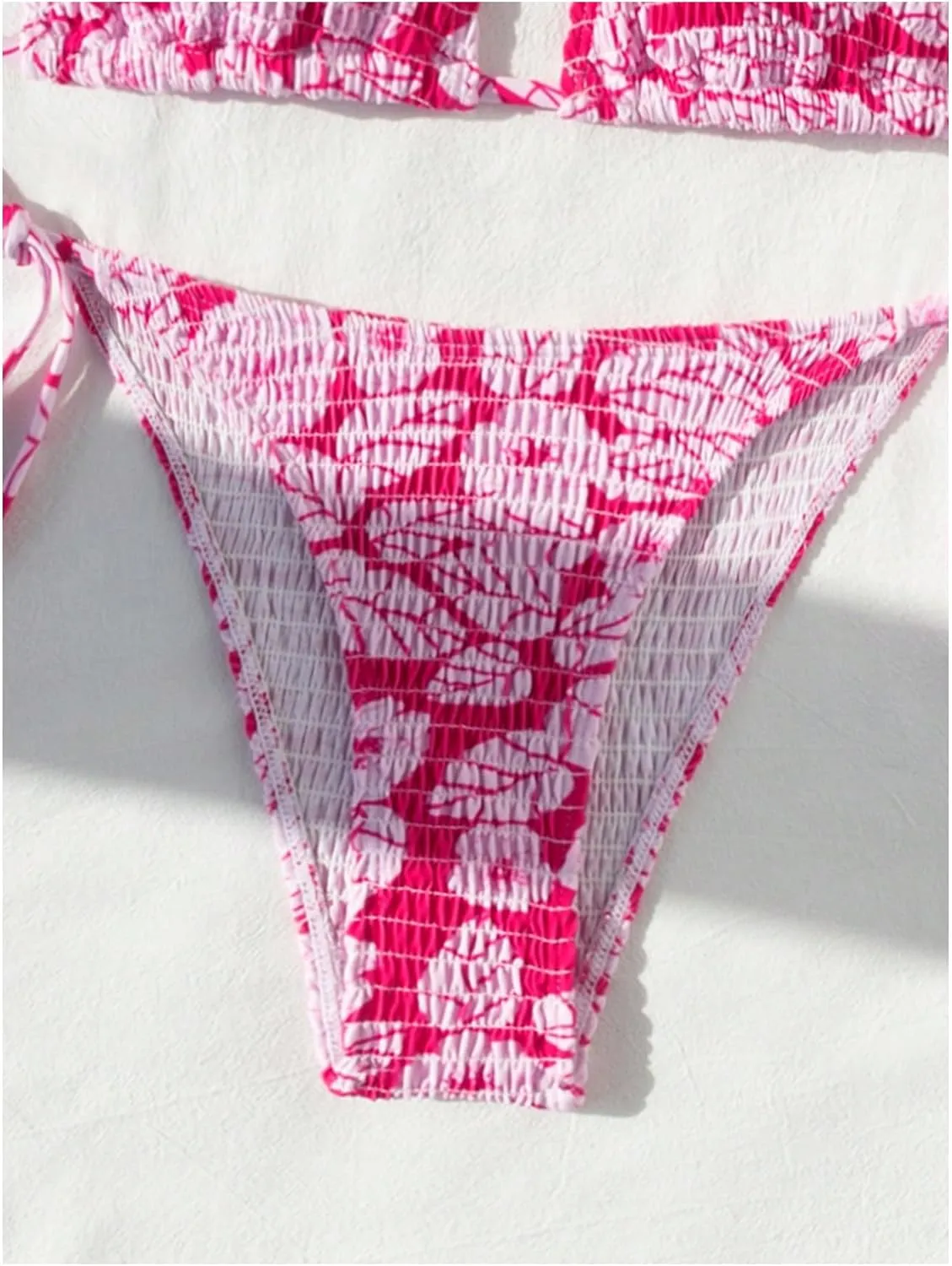 MakeMeChic Women's Halter Triangle Thong Bikini Sets High Cut Swimsuit Bathing Suit Swimwear