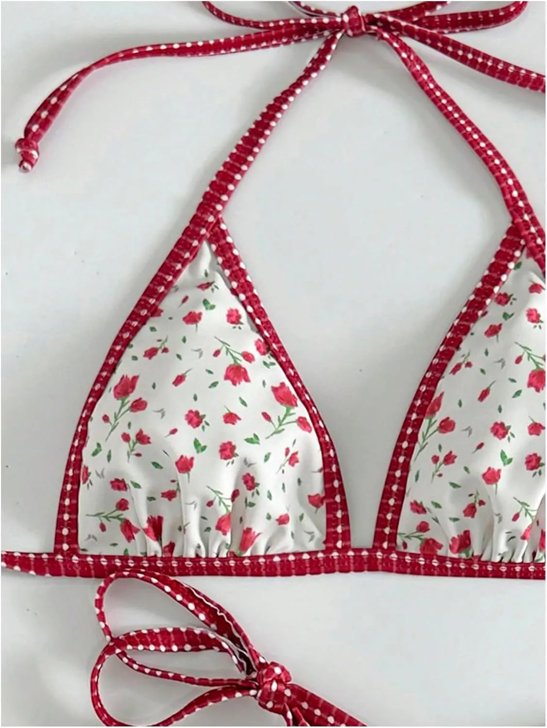 MakeMeChic Women's Halter Triangle Thong Bikini Sets High Cut Swimsuit Bathing Suit Swimwear