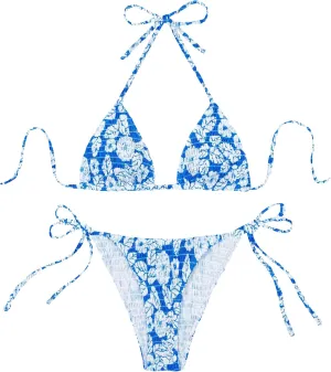 MakeMeChic Women's Halter Triangle Thong Bikini Sets High Cut Swimsuit Bathing Suit Swimwear