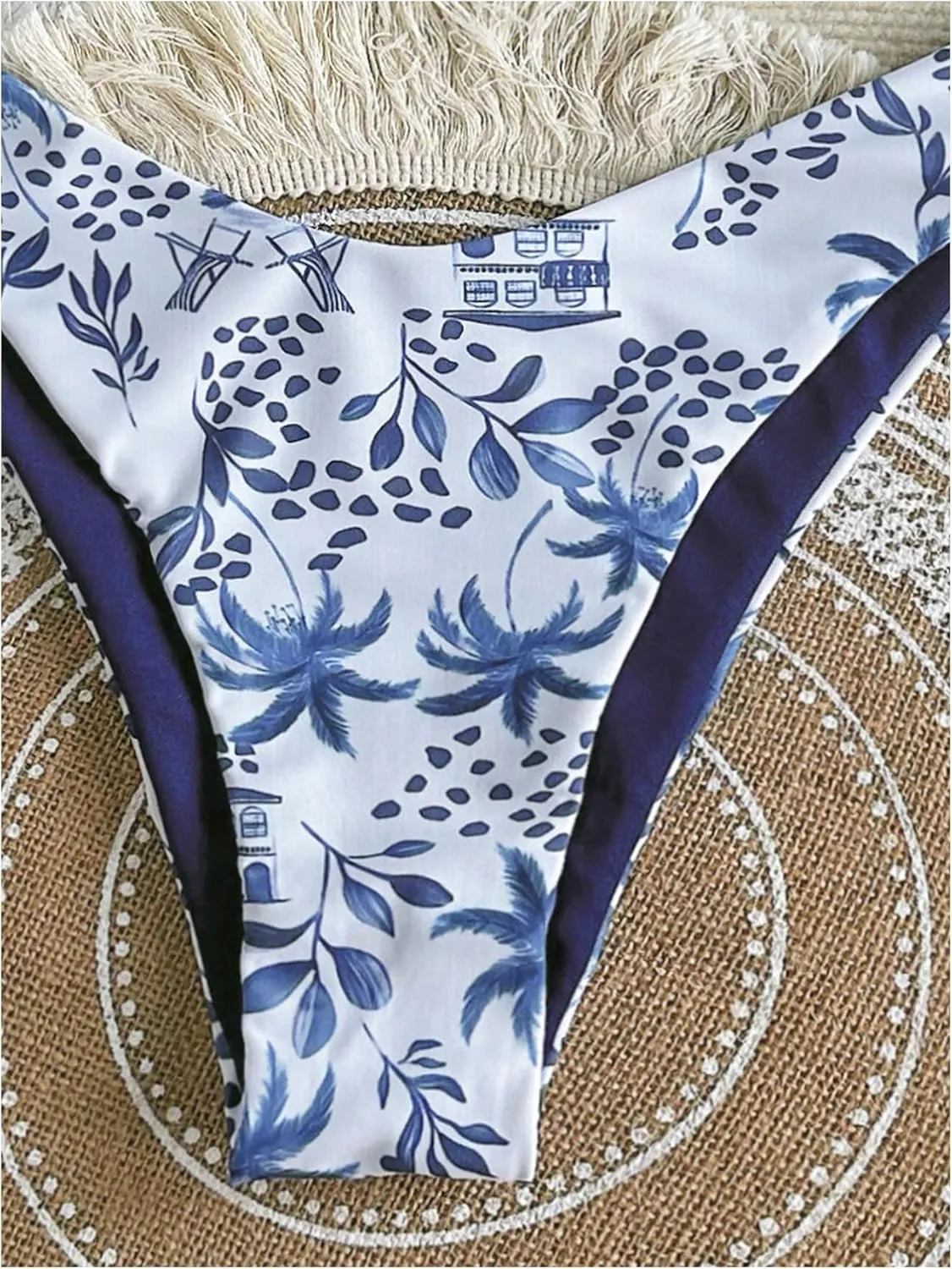 MakeMeChic Women's Halter Triangle Thong Bikini Sets High Cut Swimsuit Bathing Suit Swimwear